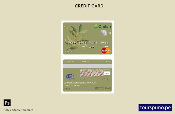 lista para imprimir plantilla de tarjeta de débito mastercard del banco Crelan d